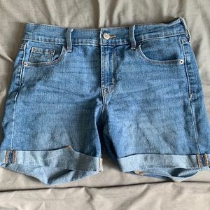 light washed jean shorts